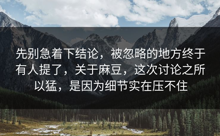 先别急着下结论,被忽略的地方终于有人提了,关于麻豆,这次讨论之所以猛,是因为细节实在压不住 先别急着下结论,被忽略的地方终于有人提了,关于麻豆,这次讨论之所以猛,是因为细节实在压不住